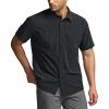 CQR Men’s Short Sleeve Tactical Shirts, UPF 50+ Ripstop Military Work Shirts, Breathable Button Down Outdoor Hiking Shirt(Supervisor Black)