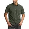 CQR Men’s Short Sleeve Tactical Shirts, UPF 50+ Ripstop Military Work Shirts, Breathable Button Down Outdoor Hiking Shirt(Supervisor Olive Green)