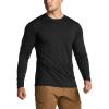 CQR Men’s UPF50+ Sun Protection Shirts, Quick Dry Long Sleeve Rash Guard, Athletic Running Workout Fishing Cooling Shirts(Basic Black)