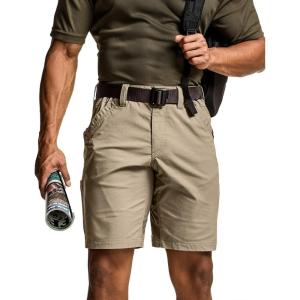 CQR Men’s Flex Casual Cargo Shorts, Lightweight Water Resistant Golf Shorts, Stretch Tactical Work Shorts with Multi-Pocket(Negotiator Alamo Khaki)