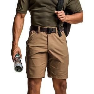 CQR Men’s Flex Casual Cargo Shorts, Lightweight Water Resistant Golf Shorts, Stretch Tactical Work Shorts with Multi-Pocket(Negotiator Cougar)