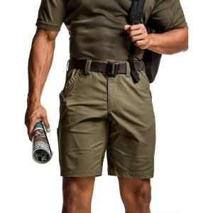 CQR Men’s Flex Casual Cargo Shorts, Lightweight Water Resistant Golf Shorts, Stretch Tactical Work Shorts with Multi-Pocket(Negotiator Soil Green)