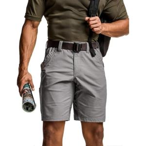 CQR Men’s Flex Casual Cargo Shorts, Lightweight Water Resistant Golf Shorts, Stretch Tactical Work Shorts with Multi-Pocket(Negotiator Stone)