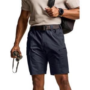 CQR Men’s Flex Casual Cargo Shorts, Lightweight Water Resistant Golf Shorts, Stretch Tactical Work Shorts with Multi-Pocket(Sentinel Operator Navy)