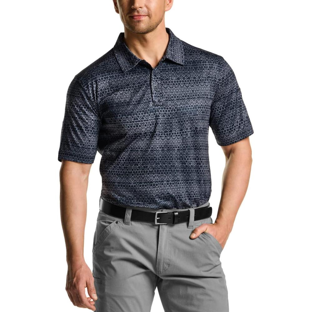 imageCQR Mens Polo Shirt Long Sleeve Tactical Shirts Outdoor UPF 50 Pique Shirt Dry Fit Lightweight Golf ShirtsFrost Essential Scale Charcoal