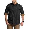 CQR Men’s 100% All Cotton Button Down Flannel Shirts, Long Sleeve Brushed Warm Soft Casual Outdoor Plaid Shirt(Corduroy Coal Black)