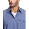 CQR Men’s 100% All Cotton Button Down Flannel Shirts, Long Sleeve Brushed Warm Soft Casual Outdoor Plaid Shirt(Corduroy French Blue)
