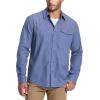 CQR Men’s 100% All Cotton Button Down Flannel Shirts, Long Sleeve Brushed Warm Soft Casual Outdoor Plaid Shirt(Corduroy French Blue)