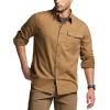 CQR Men’s 100% All Cotton Button Down Flannel Shirts, Long Sleeve Brushed Warm Soft Casual Outdoor Plaid Shirt(Corduroy Wheat Brown)