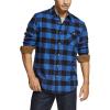 CQR Men’s 100% All Cotton Button Down Flannel Shirts, Long Sleeve Brushed Warm Soft Casual Outdoor Plaid Shirt(Plaid Classic Blue)