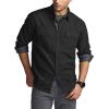 CQR Men’s 100% All Cotton Button Down Flannel Shirts, Long Sleeve Brushed Warm Soft Casual Outdoor Plaid Shirt(Solid Black)