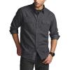 CQR Men’s 100% All Cotton Button Down Flannel Shirts, Long Sleeve Brushed Warm Soft Casual Outdoor Plaid Shirt(Solid Charcoal)