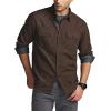 CQR Men’s 100% All Cotton Button Down Flannel Shirts, Long Sleeve Brushed Warm Soft Casual Outdoor Plaid Shirt(Solid Dark Brown)