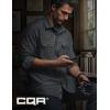 CQR Men’s 100% All Cotton Button Down Flannel Shirts, Long Sleeve Brushed Warm Soft Casual Outdoor Plaid Shirt(Solid Grey)