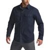 CQR Men’s 100% All Cotton Button Down Flannel Shirts, Long Sleeve Brushed Warm Soft Casual Outdoor Plaid Shirt(Solid Navy)