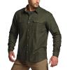 CQR Men’s 100% All Cotton Button Down Flannel Shirts, Long Sleeve Brushed Warm Soft Casual Outdoor Plaid Shirt(Suede Hunter Green)