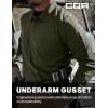 CQR Men’s Polo Shirt, Long Sleeve Tactical Shirts, Outdoor UPF 50+ Pique Shirt, Dry Fit Lightweight Golf Shirts(Frost Essential Long Army Green)