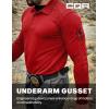 CQR Men’s Polo Shirt, Long Sleeve Tactical Shirts, Outdoor UPF 50+ Pique Shirt, Dry Fit Lightweight Golf Shirts(Frost Essential Long Red)