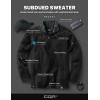 CQR Men’s Thermal Fleece Quarter Zip Sweater, Outdoor Lightweight Long Sleeve Pullover, Casual Mock Neck Polo Sweaters(Covert Black)
