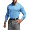 CQR Men’s Polo Shirt, Long Sleeve Tactical Shirts, Outdoor UPF 50+ Pique Shirt, Dry Fit Lightweight Golf Shirts(Frost Essential Long Aero Blue)