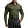 CQR Men’s Polo Shirt, Long Sleeve Tactical Shirts, Outdoor UPF 50+ Pique Shirt, Dry Fit Lightweight Golf Shirts(Frost Essential Long Army Green)
