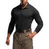CQR Men’s Polo Shirt, Long Sleeve Tactical Shirts, Outdoor UPF 50+ Pique Shirt, Dry Fit Lightweight Golf Shirts(Frost Essential Long Black)