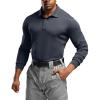 CQR Men’s Polo Shirt, Long Sleeve Tactical Shirts, Outdoor UPF 50+ Pique Shirt, Dry Fit Lightweight Golf Shirts(Frost Essential Long Charcoal)