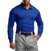 CQR Men’s Polo Shirt, Long Sleeve Tactical Shirts, Outdoor UPF 50+ Pique Shirt, Dry Fit Lightweight Golf Shirts(Frost Essential Long Cobalt Blue)