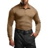 CQR Men’s Polo Shirt, Long Sleeve Tactical Shirts, Outdoor UPF 50+ Pique Shirt, Dry Fit Lightweight Golf Shirts(Frost Essential Long Coyote)