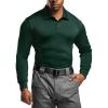 CQR Men’s Polo Shirt, Long Sleeve Tactical Shirts, Outdoor UPF 50+ Pique Shirt, Dry Fit Lightweight Golf Shirts(Frost Essential Long Dark Green)