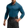 CQR Men’s Polo Shirt, Long Sleeve Tactical Shirts, Outdoor UPF 50+ Pique Shirt, Dry Fit Lightweight Golf Shirts(Frost Essential Long Dark Teal)