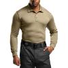 CQR Men’s Polo Shirt, Long Sleeve Tactical Shirts, Outdoor UPF 50+ Pique Shirt, Dry Fit Lightweight Golf Shirts(Frost Essential Long Khaki)