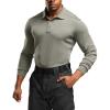CQR Men’s Polo Shirt, Long Sleeve Tactical Shirts, Outdoor UPF 50+ Pique Shirt, Dry Fit Lightweight Golf Shirts(Frost Essential Long Light Grey)