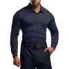 CQR Men’s Polo Shirt, Long Sleeve Tactical Shirts, Outdoor UPF 50+ Pique Shirt, Dry Fit Lightweight Golf Shirts(Frost Essential Long Police Navy)