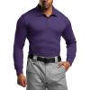 CQR Men’s Polo Shirt, Long Sleeve Tactical Shirts, Outdoor UPF 50+ Pique Shirt, Dry Fit Lightweight Golf Shirts(Frost Essential Long Purple)
