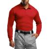 CQR Men’s Polo Shirt, Long Sleeve Tactical Shirts, Outdoor UPF 50+ Pique Shirt, Dry Fit Lightweight Golf Shirts(Frost Essential Long Red)