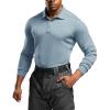 CQR Men’s Polo Shirt, Long Sleeve Tactical Shirts, Outdoor UPF 50+ Pique Shirt, Dry Fit Lightweight Golf Shirts(Frost Essential Long Stone Blue)