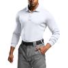 CQR Men’s Polo Shirt, Long Sleeve Tactical Shirts, Outdoor UPF 50+ Pique Shirt, Dry Fit Lightweight Golf Shirts(Frost Essential Long White)