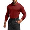 CQR Men’s Polo Shirt, Long Sleeve Tactical Shirts, Outdoor UPF 50+ Pique Shirt, Dry Fit Lightweight Golf Shirts(Frost Essential Long Wine)