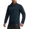 CQR Men’s Thermal Fleece Quarter Zip Sweater, Outdoor Lightweight Long Sleeve Pullover, Casual Mock Neck Polo Sweaters(Covert Navy)