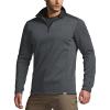 CQR Men’s Thermal Fleece Quarter Zip Sweater, Outdoor Lightweight Long Sleeve Pullover, Casual Mock Neck Polo Sweaters(Crest Charcoal)