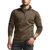 CQR Men’s Thermal Fleece Quarter Zip Sweater, Outdoor Lightweight Long Sleeve Pullover, Casual Mock Neck Polo Sweaters(Crest Hazelnut)