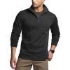 CQR Men’s Thermal Fleece Quarter Zip Sweater, Outdoor Lightweight Long Sleeve Pullover, Casual Mock Neck Polo Sweaters(Crest Heather Coal Black)