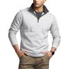 CQR Men’s Thermal Fleece Quarter Zip Sweater, Outdoor Lightweight Long Sleeve Pullover, Casual Mock Neck Polo Sweaters(Crest Light Grey)