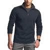 CQR Men’s Thermal Fleece Quarter Zip Sweater, Outdoor Lightweight Long Sleeve Pullover, Casual Mock Neck Polo Sweaters(Crest Navy)