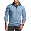 CQR Men’s Thermal Fleece Quarter Zip Sweater, Outdoor Lightweight Long Sleeve Pullover, Casual Mock Neck Polo Sweaters(Crest Ocean)
