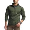 CQR Men’s Thermal Fleece Quarter Zip Sweater, Outdoor Lightweight Long Sleeve Pullover, Casual Mock Neck Polo Sweaters(Crest Olive)