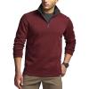 CQR Men’s Thermal Fleece Quarter Zip Sweater, Outdoor Lightweight Long Sleeve Pullover, Casual Mock Neck Polo Sweaters(Crest Wine)