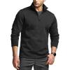 CQR Men’s Thermal Fleece Quarter Zip Sweater, Outdoor Lightweight Long Sleeve Pullover, Casual Mock Neck Polo Sweaters(Valley Heather Coal Black)