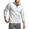 CQR Men’s Thermal Fleece Quarter Zip Sweater, Outdoor Lightweight Long Sleeve Pullover, Casual Mock Neck Polo Sweaters(Valley Light Grey)